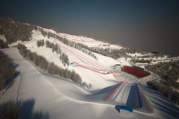 Rosa Chutor beherbergt die alpinen Skibewerbe. Die alpine Abfahrtsstrecke wurde vom Schweizer Olympiasieger Bernhard Russi designt. Gleich nebenan befindet sich der Extreme Park, in dem Snowboarder und Freestyler um Medaillen kämpfen werden. Je nach Bewerb ist Platz für 4000 bis 7500 Zuschauer.