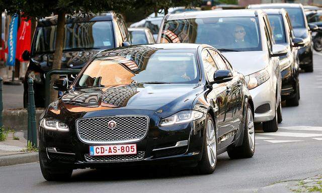 The car believed to be carrying Britain's Secretary of State for Exiting the EU Raab arrives at the EU Commission headquarters in Brussels