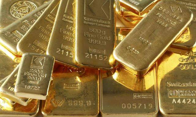 Gold bars from the vault of a bank are seen in this illustration picture taken in Zurich