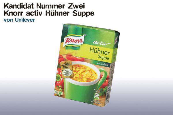 "Unilever schwindelt gleich doppelt", kritisiert die Windbeutel-Jury. Hier handle es sich um eine Hühnersuppe ganz ohne Hühnerfleisch, stattdessen werde nur ein Prozent billiges Hühnerfett verwendet. Die Werbeaussage "ohne geschmacksverstärkende Zusatzstoffe" sei ebenfalls irreführend, denn Glutamat zählt sehr wohl zu den Inhaltsstoffen.25,2 Prozent der abgegebenen Stimmen entfielen auf dieses Produkt.