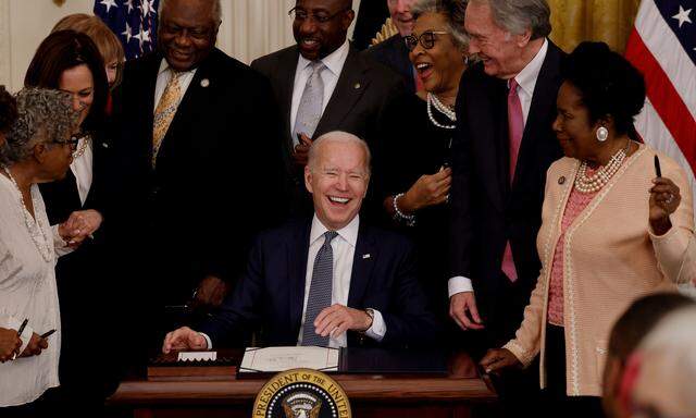 U.S. President Biden signs Juneteenth National Independence Day Act at the White House in Washington