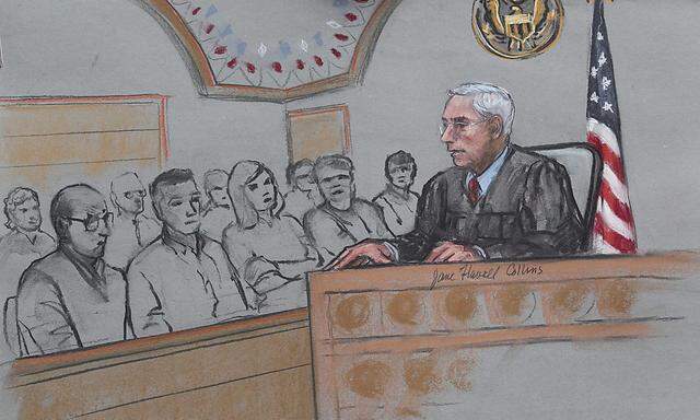 Eine Zeichnung aus dem Gerichtssaal