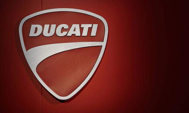 FILE PHOTO: The logo of Ducati is seen during a Motor Day Exibition in Rome