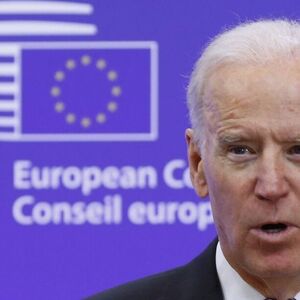U.S. Vice President Biden makes a joint statement with European Council President Tusk ahead of a meeting at EU Council headquarters in Brussels