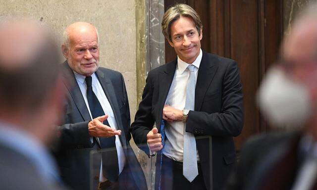 Anwalt Manfred Ainedter und Karl-Heinz Grasser im Wiener Straflandesgericht