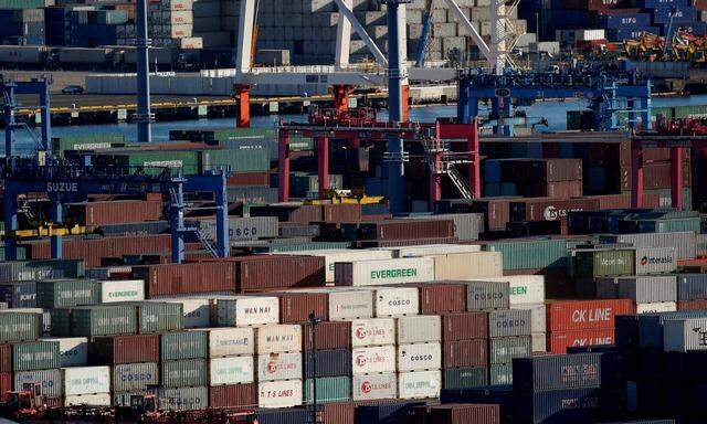 FILE PHOTO - Containers are seen at an industrial port in Yokohama