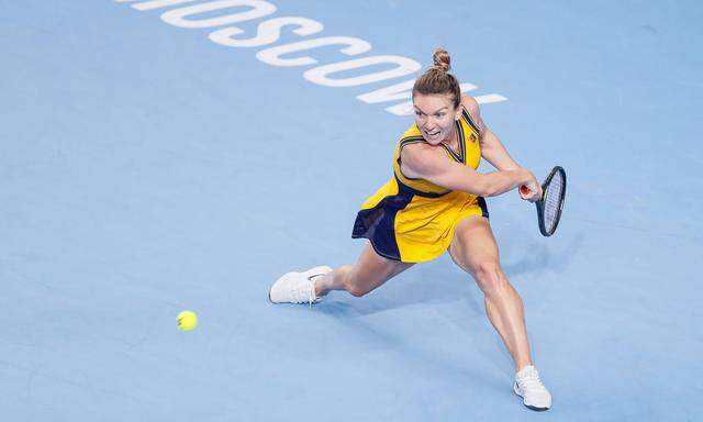 VTB Kremlin Cup 2021 International Tennis Tournament Simona Halep of Romania returns the ball to Maria Sakkari of Greece