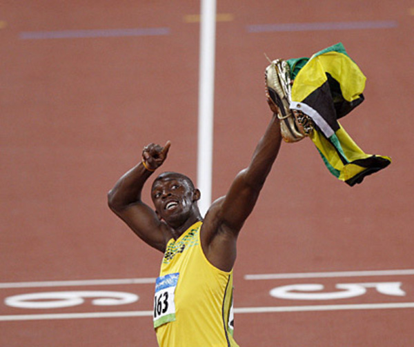 100 Meter in 9,69 Sekunden bei den Olympischen Spielen in Peking.