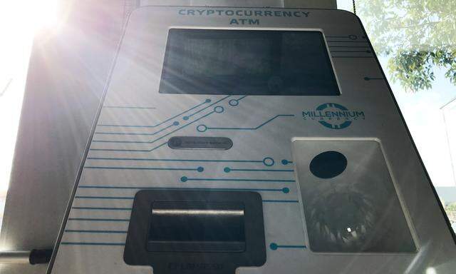 A Bitcoin ATM is seen in Santa Monica