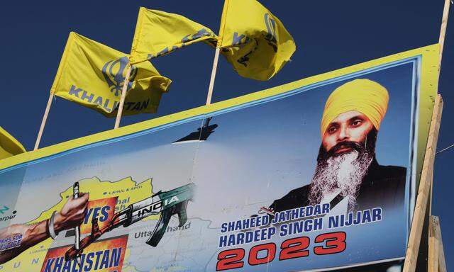 Der ermordete Sikh-Führer Hardeep Singh Nijjar wird auf Bildern verehrt.