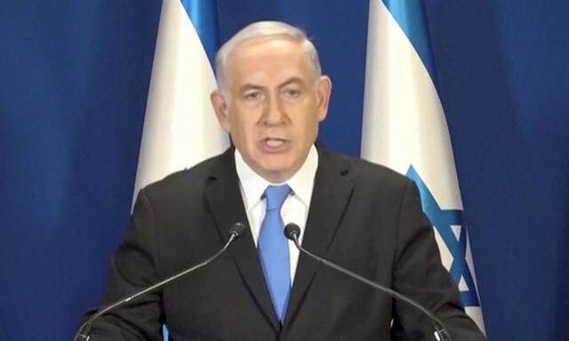 Israeli Prime Minister Benjamin Netanyahu delivers a statement in Jerusalem, in this picture grab