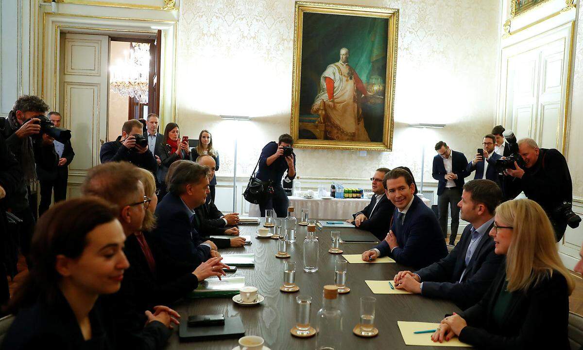 Head of OeVP Kurz meets head of Green Party Kogler in Vienna
