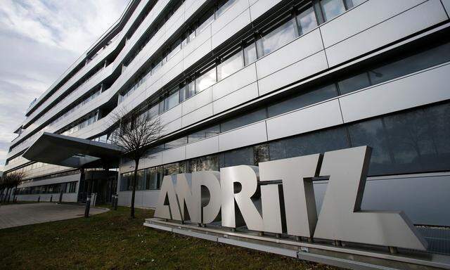 FILE PHOTO: The logo of Austrian machinery maker Andritz outside its headquarters in Vienna