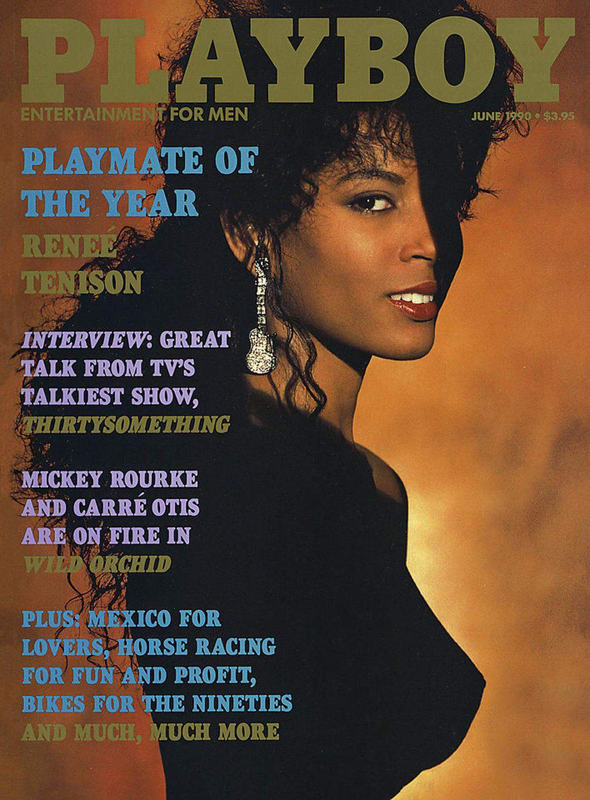 Ein wahrhaft ikonischer Auftritt auf dem "Playboy"-Cover war jener von Renee Tenison: Sie war die erste Afroamerikanerin, die zum "Playmate des Jahres" gekürt wurde - und zwar im Jahr 1990. Im Bild: Tenison auf dem Juni-Cover des "Playboy" 1990