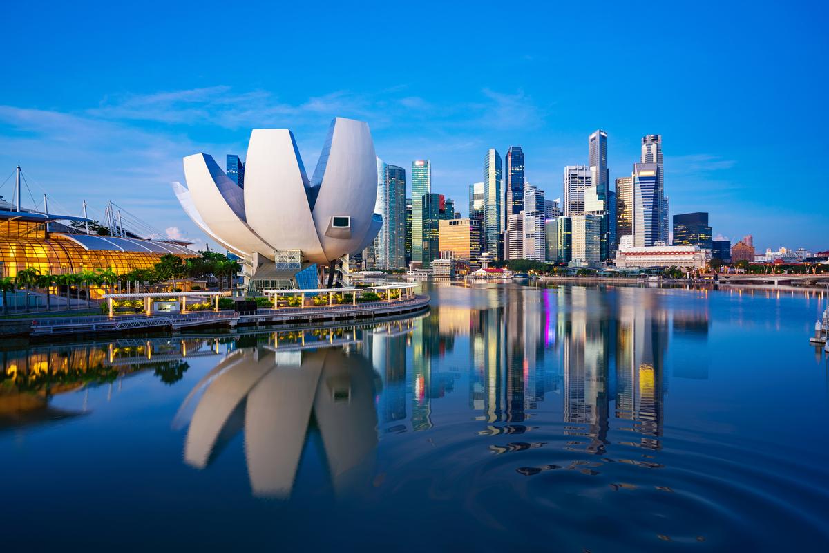 Die unverwechselbare Lotusblütenform des ArtScience Museum in Singapur.