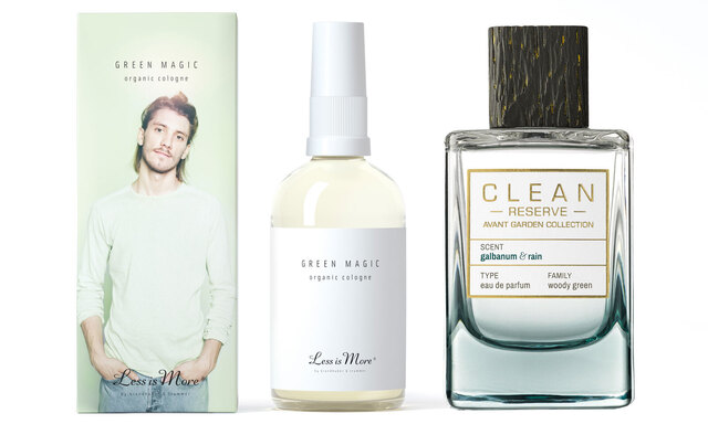 Gutes Näschen. "Green  Magic"-Cologne von Less is More, 100 ml um 75 Euro. "Galbanum & Rain" aus der "Avant Garden"-Kollektion von Clean Reserve, 100 ml um 140 Euro bei Nägele & Strubell. 