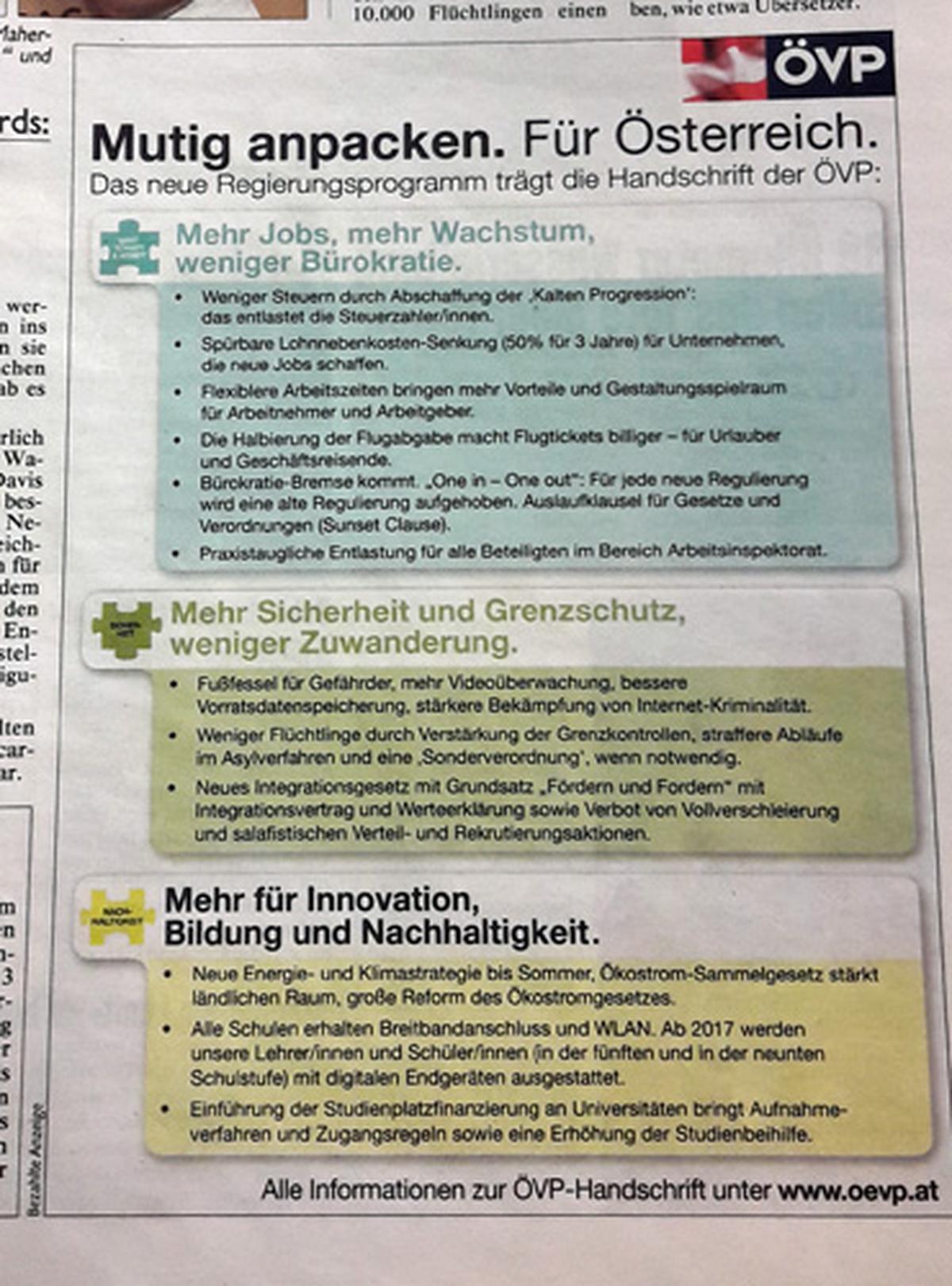 Inserat in der ''Kronen Zeitung''