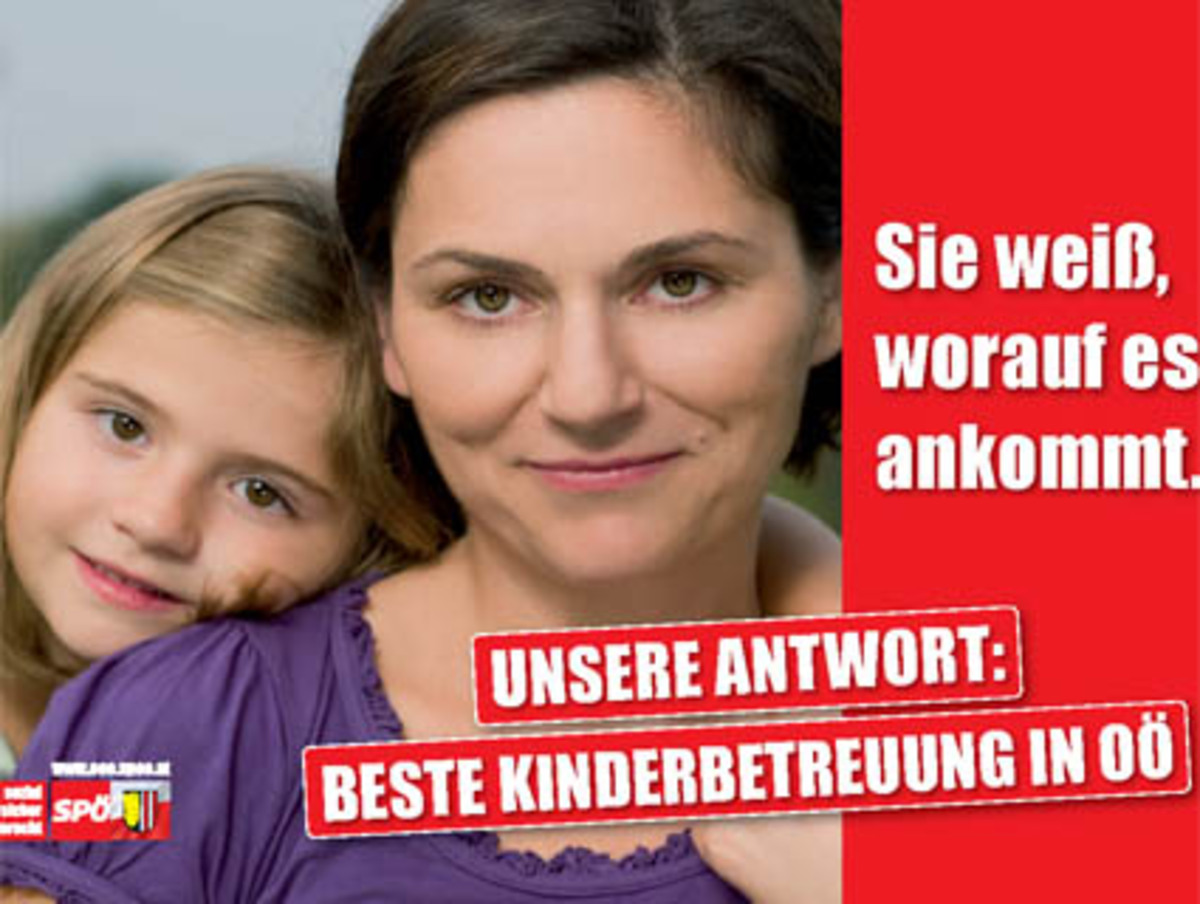 Stattdessen treten Pensionisten, Arbeitnehmer und eine junge Mutter auf, denen die SPÖ sichere Pensionen, Arbeitsplätze und "beste Kinderbetreuung" verspricht.