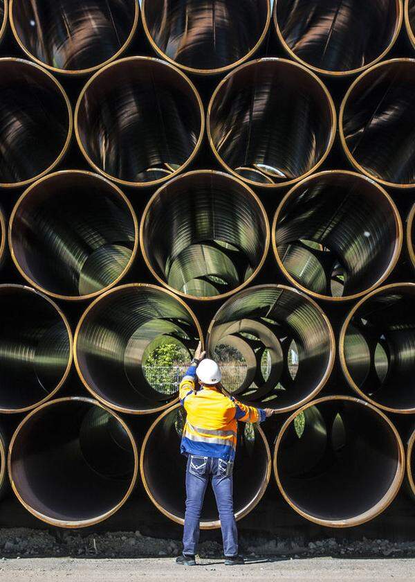 Die Rohre der Pipeline Nord Stream 2 sind verlegt, aber sie ist noch nicht in Betrieb genommen worden.