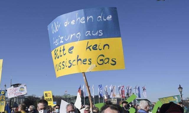 Demonstranten in Hamburg fordern die Einstellung von Gasimporten aus Russland 