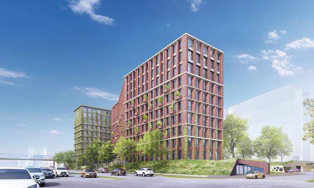 Der Büro- und Hotelkomplex „The Brick" am Wienerberg als Teil der Biotope City