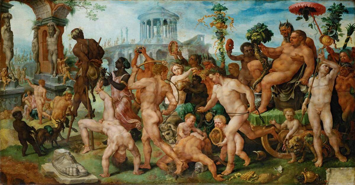 Wie auch der altbekannte Triumphzug des Bacchus des niederländischen Malers van Heemskerck.