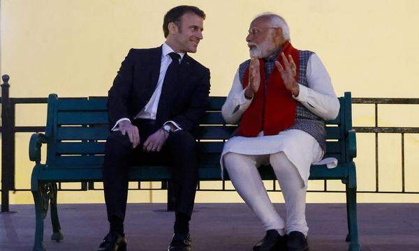 Emmanuel Macron weilte zur Zeit des Urteils gerade auf Staatsbesuch in Indien (hier mit Premier Narendra Modi). 