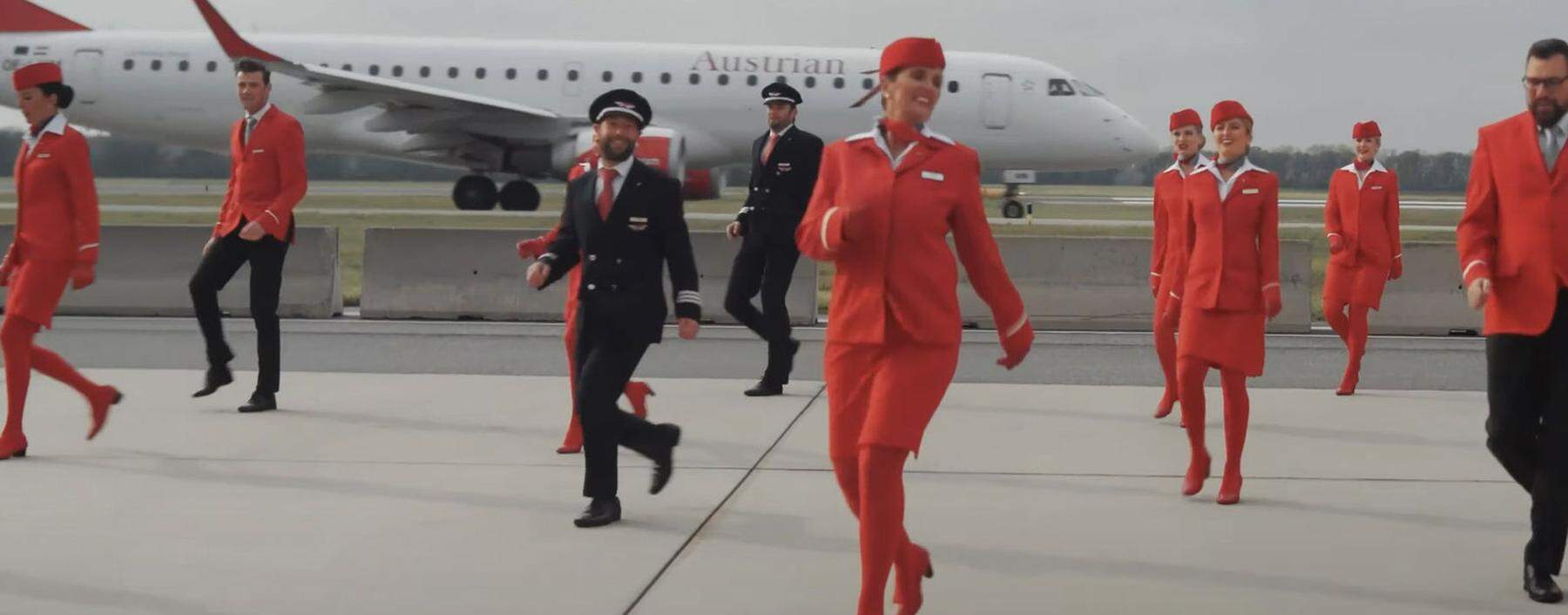 Austrian-Airlines-Mitarbeiter tanzen zum Jerusalema-Song. Das Video wurde zum Jahreswechsel veröffentlicht.