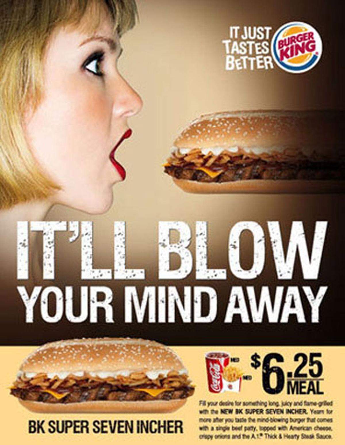 Ordentlich daneben ging auch diese Werbung von Burger King.