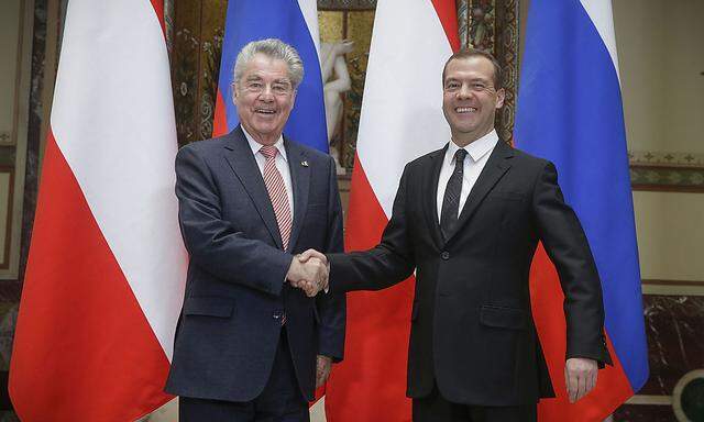 Bundespräsident Fischer und der russische Regierungsschef Dmitri Medwedew