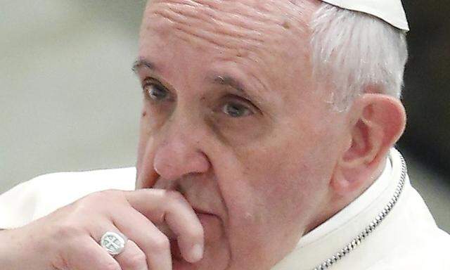 Pope Francis looks on as he leads a special audience with pilgrims from Terni's diocese in Paul VI hall at the Vatican