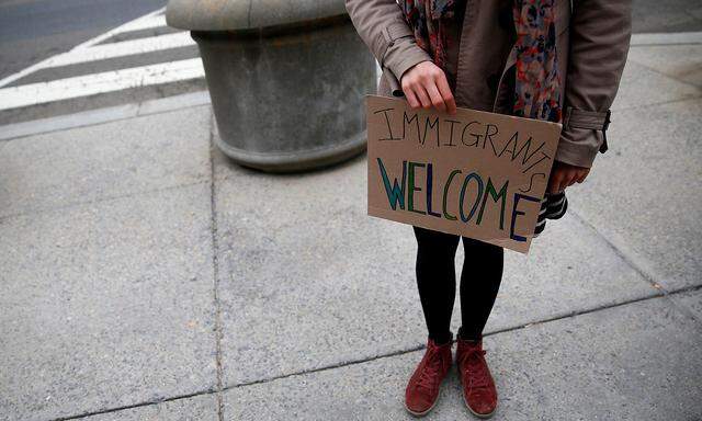 Eine Demonstrantin in Washington: "Einwanderer Willkommen"