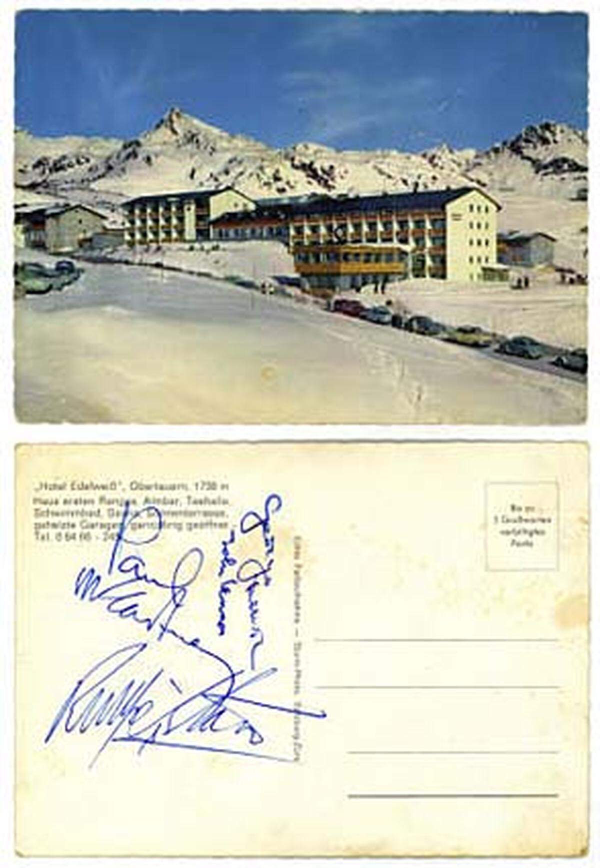  Im Bild: Postkarte von Obertauern mit den Unterschriften der Beatles
