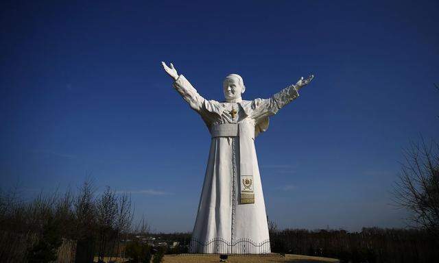 A monument of the late Pope John Paul II stands in Czestochowa, southern Poland