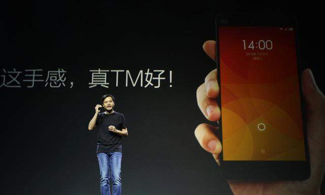 Lei Jun, founder and CEO of China´s mobile company Xiaomi, speaks at launch ceremony of Xiaomi Phone 4 in Beijing