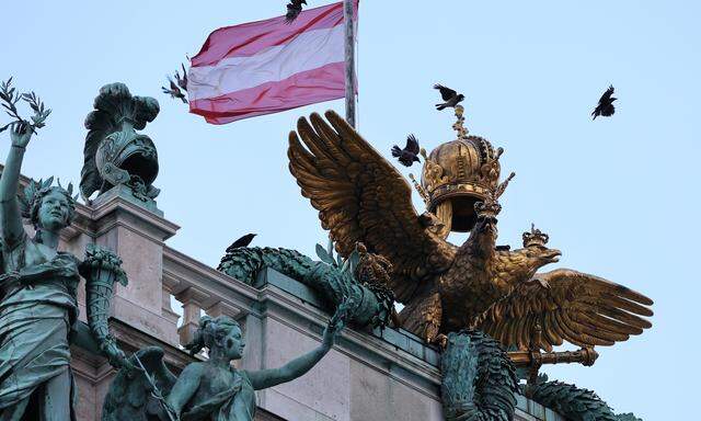 Der Streifzug des Historikers, von 
der Monarchie zur 
Republik. Krone und Reichsadler, Hofburg Wien.