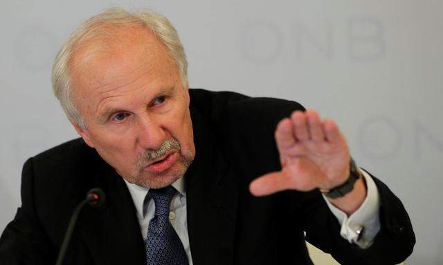 OeNB Governor Nowotny addresses a news conference in Vienna