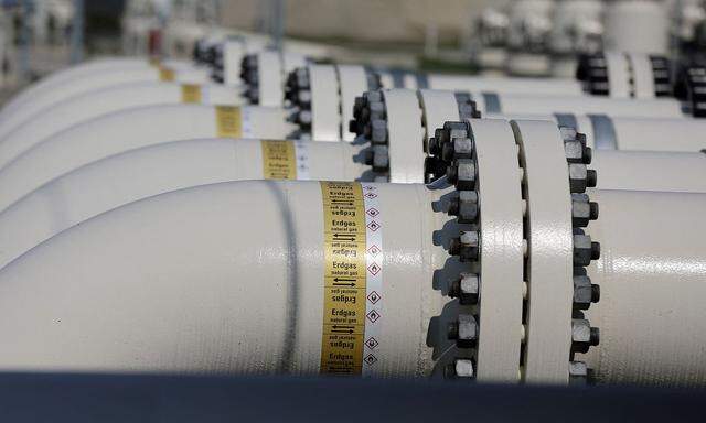 Gas pipes are seen at Gas Connect Austria in Baumgarten