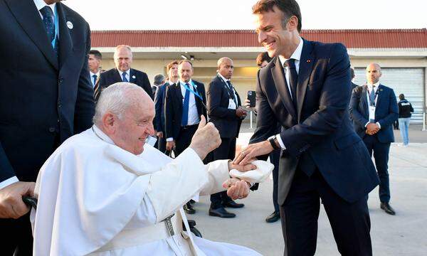 Papst Benedikt und Emmanuel Macron am 23. September in Marseille.
