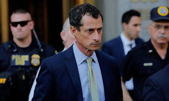 Former U.S. Congressman Anthony Weiner departs U.S. Federal Court, following his sentencing after pleading guilty to one count of sending obscene messages to a minor, in New York