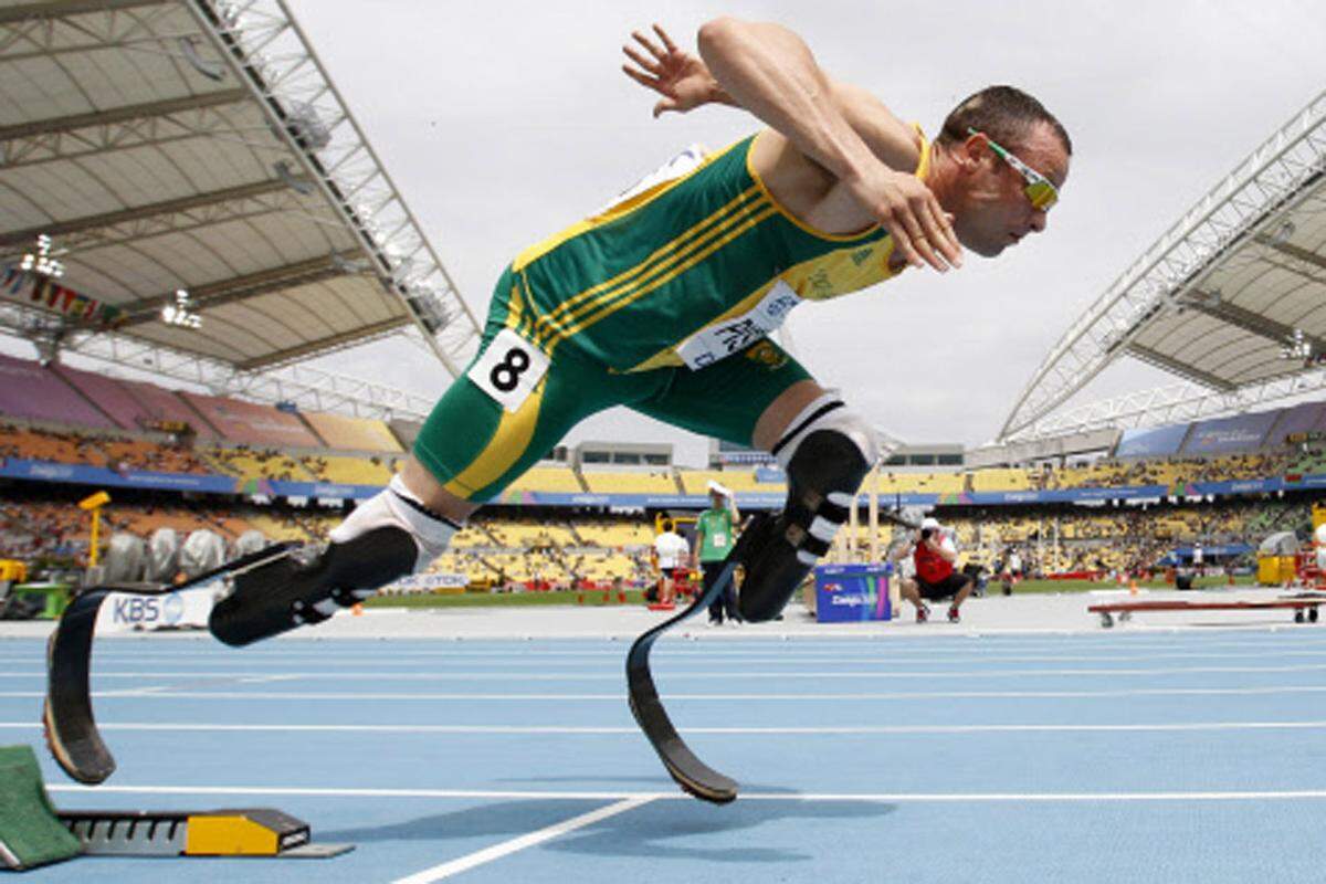 Der Südafrikaner Oscar Pistorius startet in die 400 Meter Entscheidung bei den Weltmeisterschaften in Daegu, Korea.
