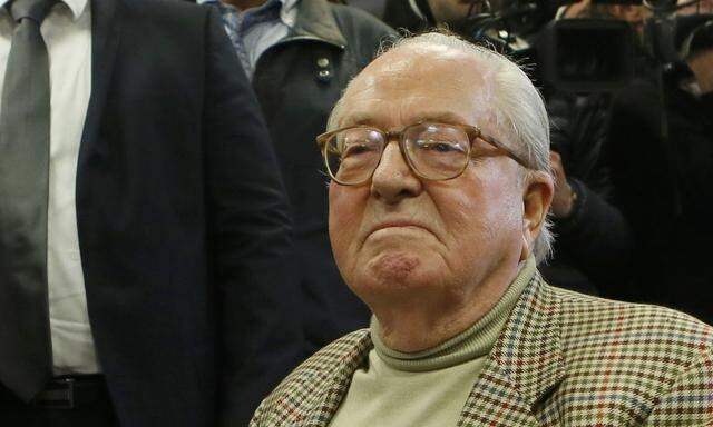 Founder of France's far-right National Front party, Jean-Marie Le Pen, attends a news conference at their party's headquarters after the first round of French local elections in Nanterre