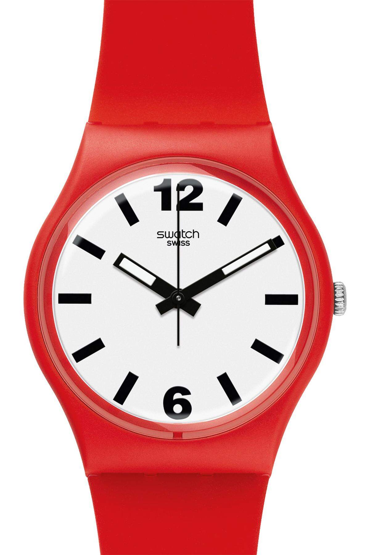 Swatch „Red Pass“. Ein roter Gent- Klassiker, bereits erhältlich um 45 Euro.
