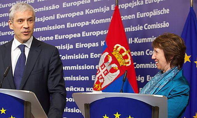Serbiens Präsident Boris Tadic und Catherine