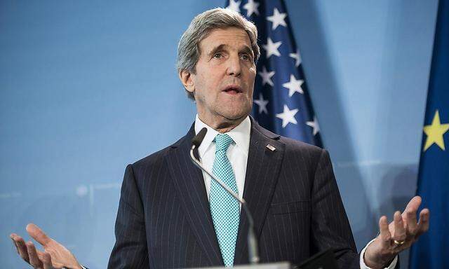 U.S. Secretary of State Kerry makes statement at a joint news conference with Germany's Foreign Minister at Berlin Tegel Airport