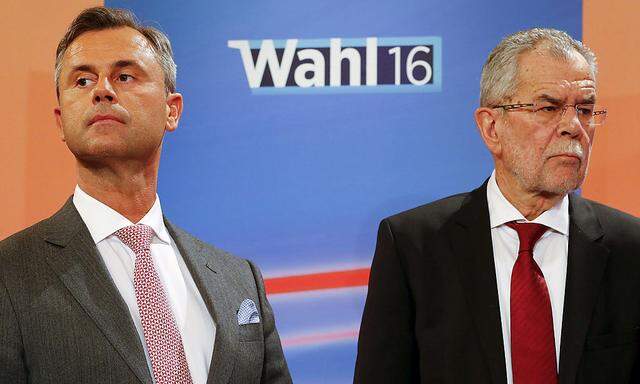 Präsidentschaftskandidaten Norbert Hofer und Alexander Van der Bellen.