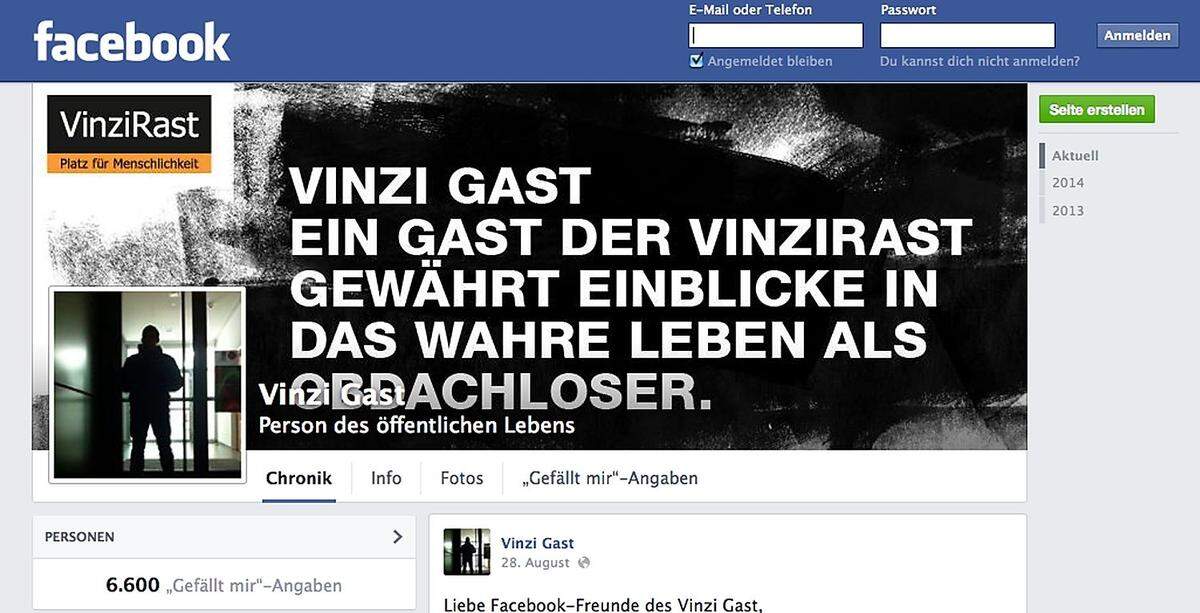 "VinziRast"Agenturen: Demner, Merlicek &amp; Bergmann Werbeges.m.b.h; Media1&gt;&gt; zur Facebook-Seite von "Vinzi Gast"