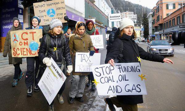 Protest on final day of WEF, in Davos
