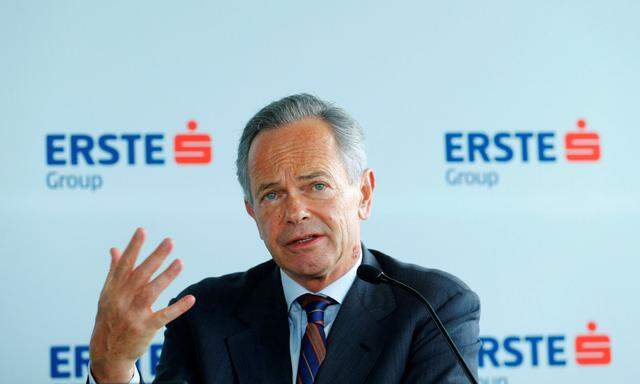 Erste Group Bank Chief Executive Treichl addresses a news conference in Vienna