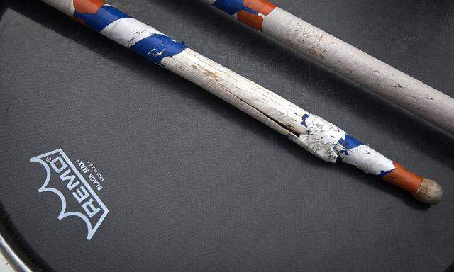 Broken drum stick belonging to the drumline known as the ´Marching Cobras´ is pictured on the ground during a practice on a basketball court in the Harlem Borough of New York